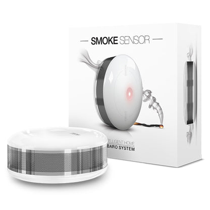 Detector Fum Smart FIBARO Smoke Sensor, Tehnologie Z-Wave Plus, Detecție Fum & Creștere Rapidă Temperatură, Sensibilitate Reglabilă, Instalare Plug & Play, Baterie CR123, Design Compact