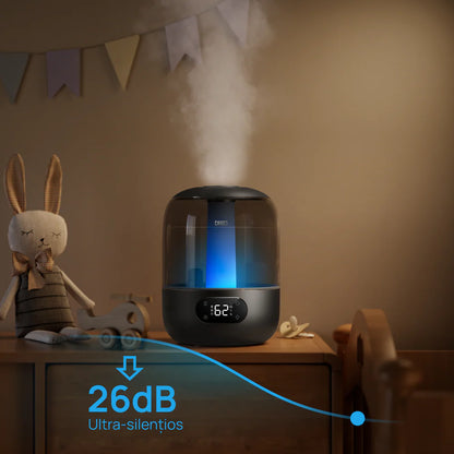 Umidificator de aer DREO 306, Funcție AUTO, Aromaterapie, Ceață Rece, Higrostat, Rezervor 3L, Autonomie 30 ore, Negru
