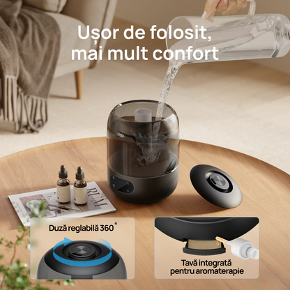 Umidificator de aer DREO 306, Funcție AUTO, Aromaterapie, Ceață Rece, Higrostat, Rezervor 3L, Autonomie 30 ore, Negru