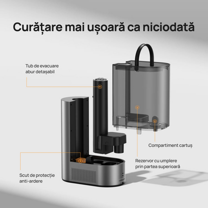 Umidificator de aer Smart DREO 713S, Funcție AUTO, Funcție încălzire, 3 Trepte Umidificare, Duză de ceață, Aromaterapie, Rezervor 6L, Autonomie 60 ore, Argintiu