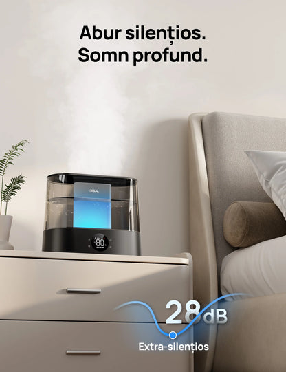 Umidificator de aer Smart DREO DR-HHM010S, Funcție AUTO, 3 trepte umidificare, Aromaterapie, Rezervor 4L, Autonomie 36 ore, Negru