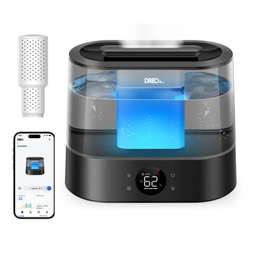 Umidificator de aer Smart DREO DR-HHM010S, Funcție AUTO, 3 trepte umidificare, Aromaterapie, Rezervor 4L, Autonomie 36 ore, Negru