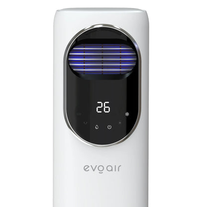 Ventilator Turn EVOAIR BRIIS SILVER, 4 în 1, Aerotermă, Funcție Încălzire/Răcire/Umidificare/Sterilizare UV, Telecomandă, 5 viteze, Pastile Răcire 2 + 2 Cadou, Rezervor 3.15L, Alb/Argintiu