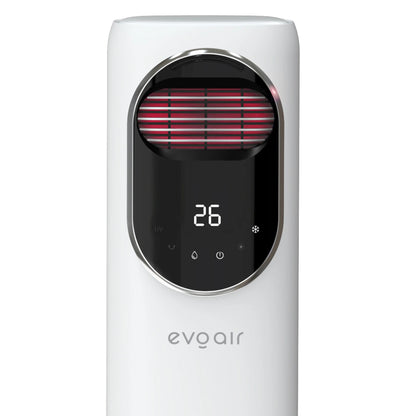 Ventilator Turn EVOAIR BRIIS SILVER, 4 în 1, Aerotermă, Funcție Încălzire/Răcire/Umidificare/Sterilizare UV, Telecomandă, 5 viteze, Pastile Răcire 2 + 2 Cadou, Rezervor 3.15L, Alb/Argintiu