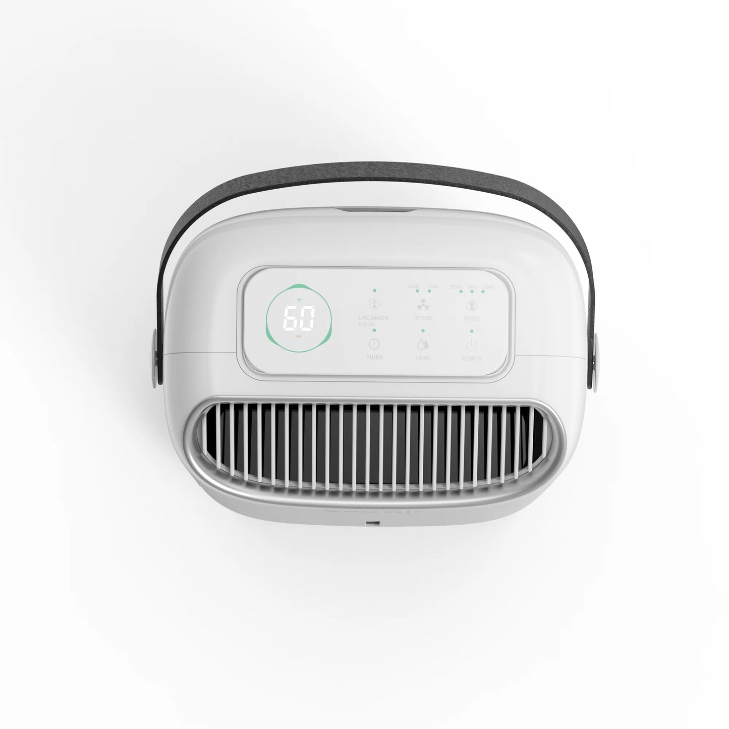 Dezumidificator de aer Smart EVOAIR NovaDry 12, Senzor Umiditate, Funcție Ionizare, Uscare Rufe, Lampă UVC, Curea Neagră, Rezervor 2.5L, Capacitate 12L/24 ore