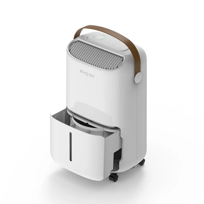 Dezumidificator de aer Smart EVOAIR NovaDry 12, Senzor Umiditate, Funcție Ionizare, Uscare Rufe, Lampă UVC, Curea Maro, Rezervor 2.5L, Capacitate 12L/24 ore