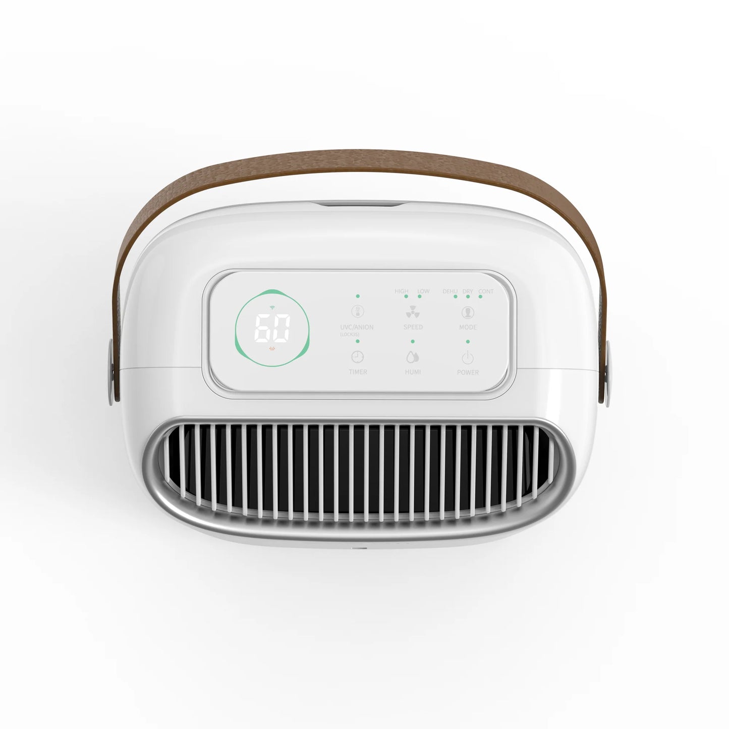 Dezumidificator de aer Smart EVOAIR NovaDry 12, Senzor Umiditate, Funcție Ionizare, Uscare Rufe, Lampă UVC, Curea Maro, Rezervor 2.5L, Capacitate 12L/24 ore