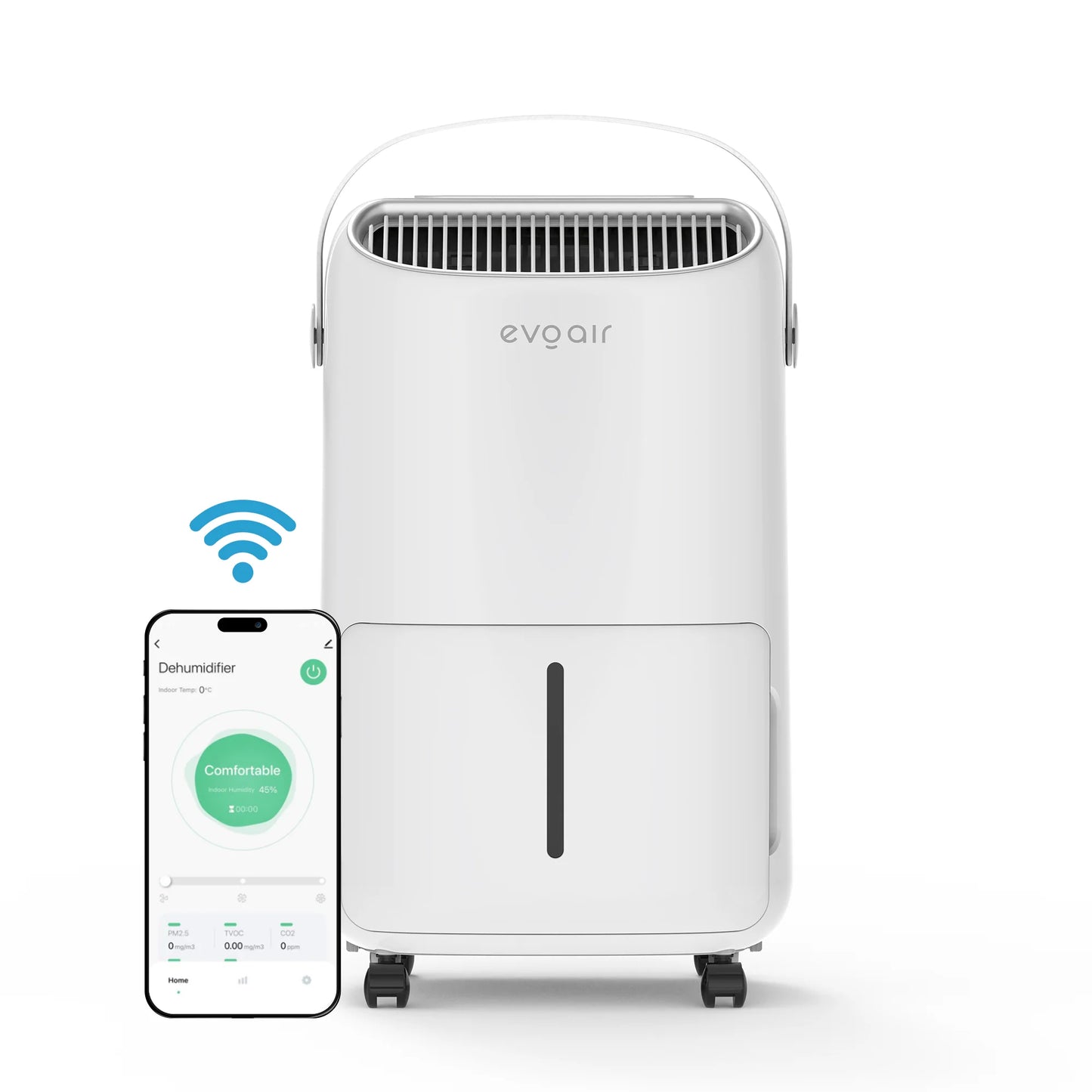 Dezumidificator de aer Smart EVOAIR NovaDry 12, Senzor Umiditate, Funcție Ionizare, Uscare Rufe, Lampă UVC, Curea Crem, Rezervor 2.5L, Capacitate 12L/24 ore