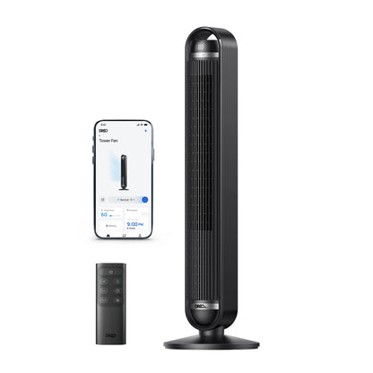 Ventilator Turn Smart DREO Cruiser DR-HTF011S, 9 Viteze, 4 Moduri Funcționare, 106 cm, HyperSilent 25dB, Oscilație 90°, Telecomandă, Negru