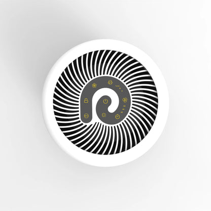 Purificator de aer EVOAIR YuvoSpin, Lampă UV-C, Filtru 3 în 1, True HEPA, Carbon Activ, Pre-filtru, 4 Viteze, Funcție Polen/Animale, Mod Noapte, Blocare Ecran, Lumină Ambientală, Alb