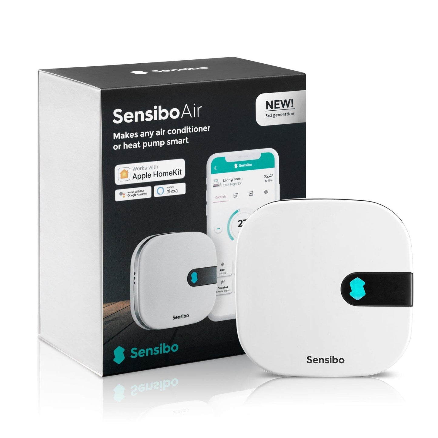 Termostat Aer Condiționat Smart SENSIBO Air, Wi-Fi, Senzor Umiditate, Senzor Temperatură, Control Remote, Alexa, Google Home, Apple HomeKit, SmartThings, Alb